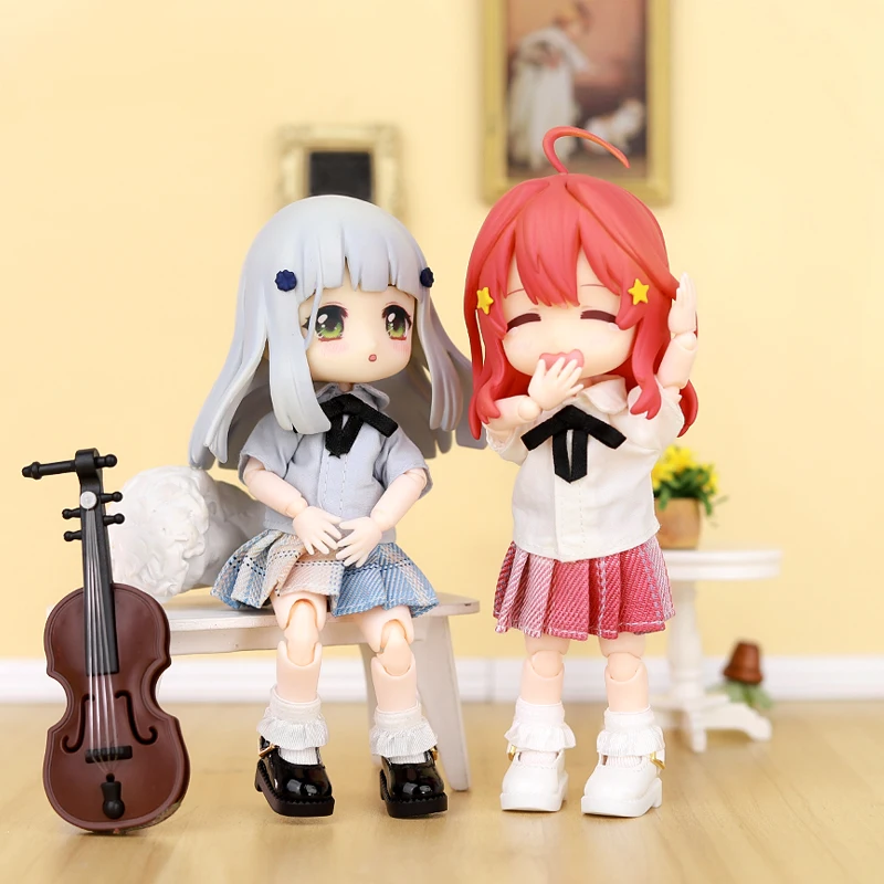 OB11 Doll Uniform Tie Shirt JK Striped Skirt Clothes School uniform, Student Set, JK Uniform, 12 points, BJD Clothing 1/12 2