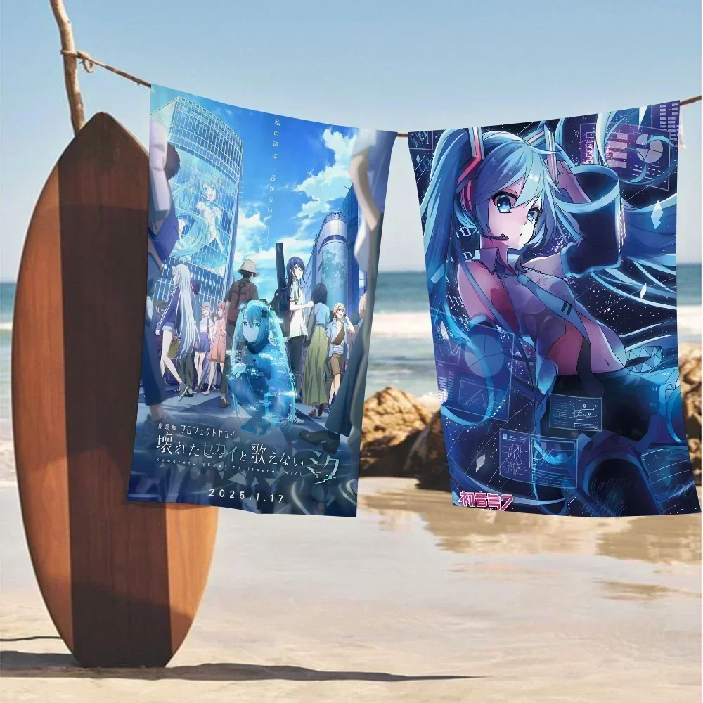 Anime Idol Cartoon Singer M-Miku Bath Towel Microfiber Soft Water Absorbing Breathable For Girl Kids Decorative Beach Towel 3