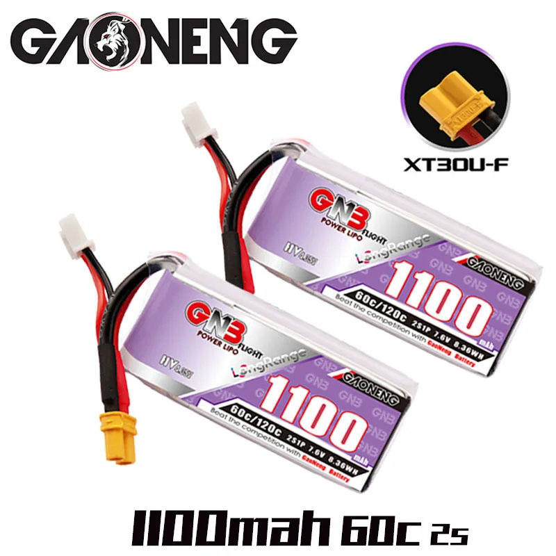 

Аккумулятор GNB HV 7,6 В 1100 мАч 60c/120c Lipo для радиоуправляемого вертолета квадрокоптера FPV гоночного дрона запасные части 2s аккумуляторная батарея