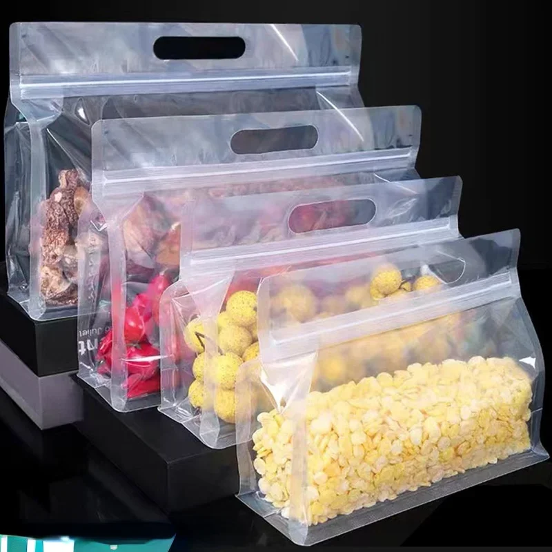 

10pcs Reusable PEVA Food Bag Freezer Stand Up Food Storage Bag Silicone Bag Leakproof Top Kitchen Organizer Fresh Shut Bag