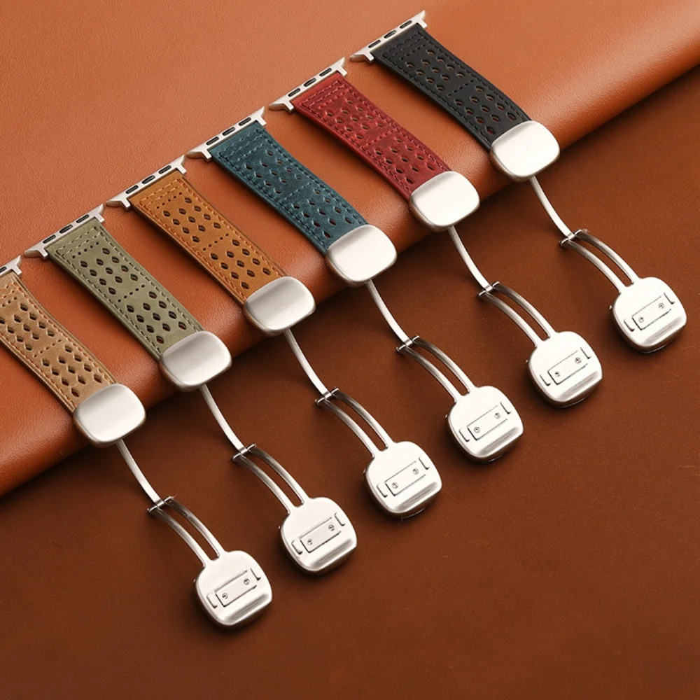 Deluxe Magnetic Leather Watch Band – Breathable Bracelet Design
