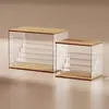 Transparent Acrylic Ladder Display Box Solid Wood Dustproof Storage Box For Blind Box Toys, Car Models Storage and Display 2