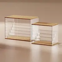 Transparent Acrylic Ladder Display Box Solid Wood Dustproof Storage Box For Blind Box Toys, Car Models Storage and Display 2
