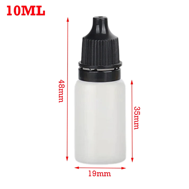25/50/100Pcs Black Cap Dropper Bottles 10ml Squeezable Eye Liquid Bottle Plastic Eye Liquid Bottle Essential Oil Sample Bottles