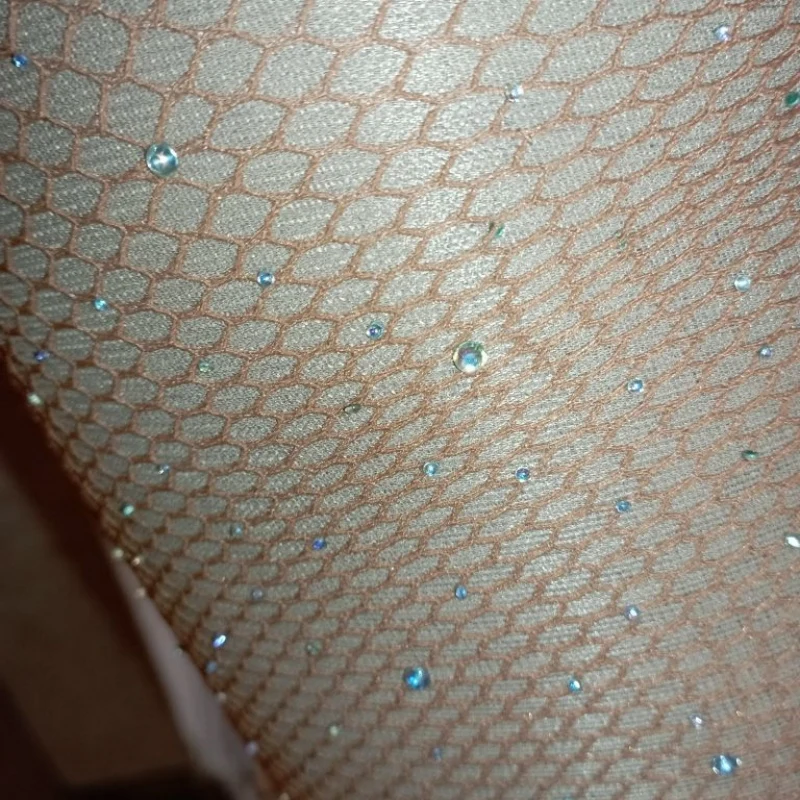 Plus Größe Professionelle Latin Dance Strumpfhosen Frauen Sexy Mesh Fishnet Unterwäsche Glitter Strass Party Strümpfe – Detail 5