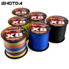 GHOTDA 8 Strands Braided PE Fishing Line 500M 1000M Fly Wire Multifilament Carp Wire X8 Japan Multicolor Sea Line Super Strong 6