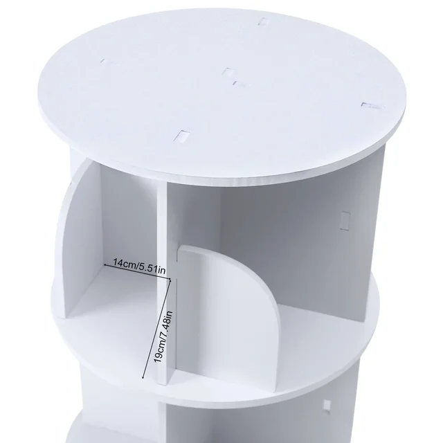 16296-8b1048.jpg Durable Rotating Bookcase with Steel Column Bearing, 360° Silent Rotation, Tool-Free Mortise and Tenon Installation