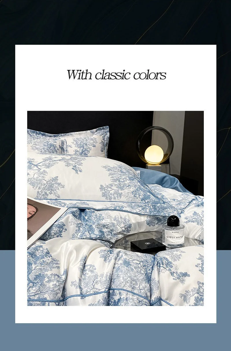 Description Picture 3 of itemPlush Bed Sheet Four-piece Set Bedspread European-style Home Bed Sheet Quilt Cover Smooth Sleeping Bedding Set with Pillowcase