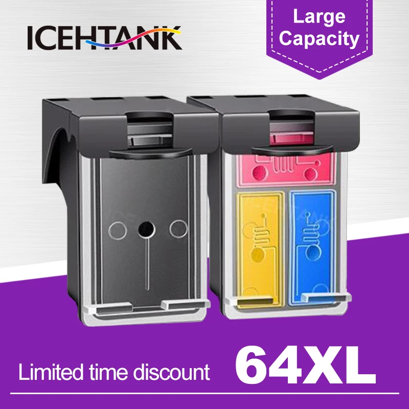 Icehtank 64Xl Rigenerato Per Cartuccia D'Inchiostro Ricaricata Hp 64 64 Xl Per Stampante Hp Envy Photo 6252 6255 7158/7164