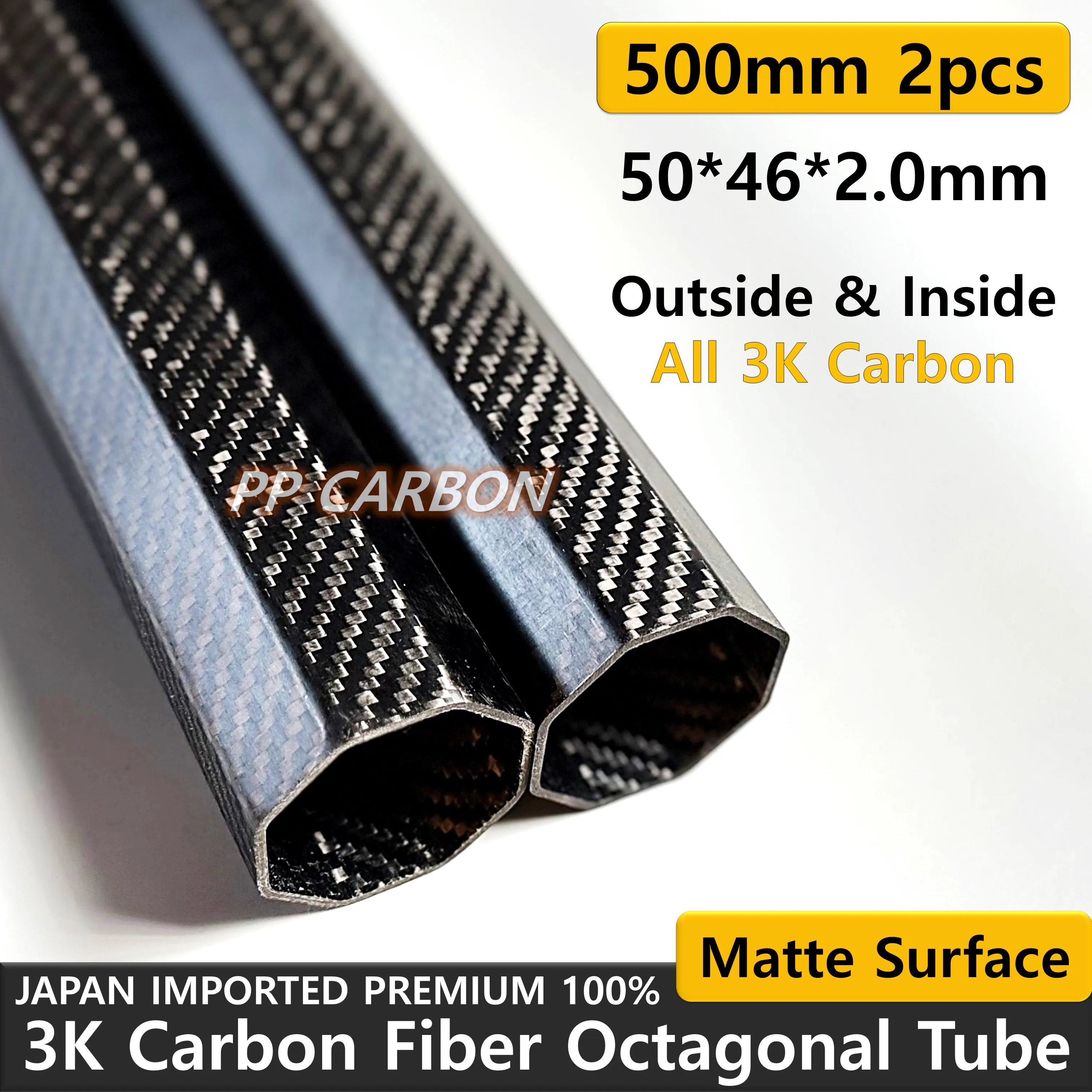 MECCANIXITY 500mm Carbon Fiber Tubes - 22mm OD, 20mm ID, 3K Glossy Hollow Tube, Pack Of 2 For RC Models & DIY