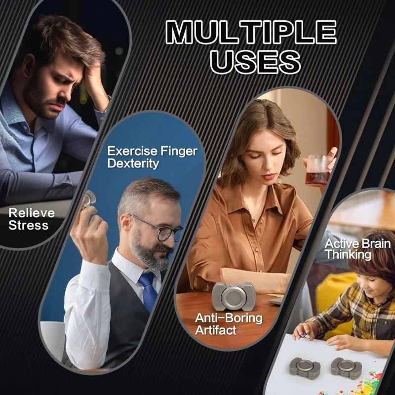 3-in-1 Fidget Spinner Toy For Adults Metal Slider Clicker Magnetic EDC Gadget Gifts Stress Anxiety Relief ADHD Autism