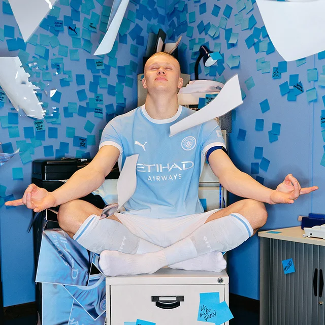 Maillot réplique domicile Manchester City, T-shirt athlétique à manches courtes pour homme, PUMA, tissu respirant et à séchage rapide, sports d'été 1