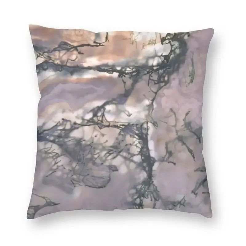 thumbnail image 1 of Funda de cojín con piedras preciosas de ágata musgosa, funda de almohada cuadrada de 45 x 45 cm con motivos geométricos de mármol y gemas decorativas para el hogar, 1 of 5