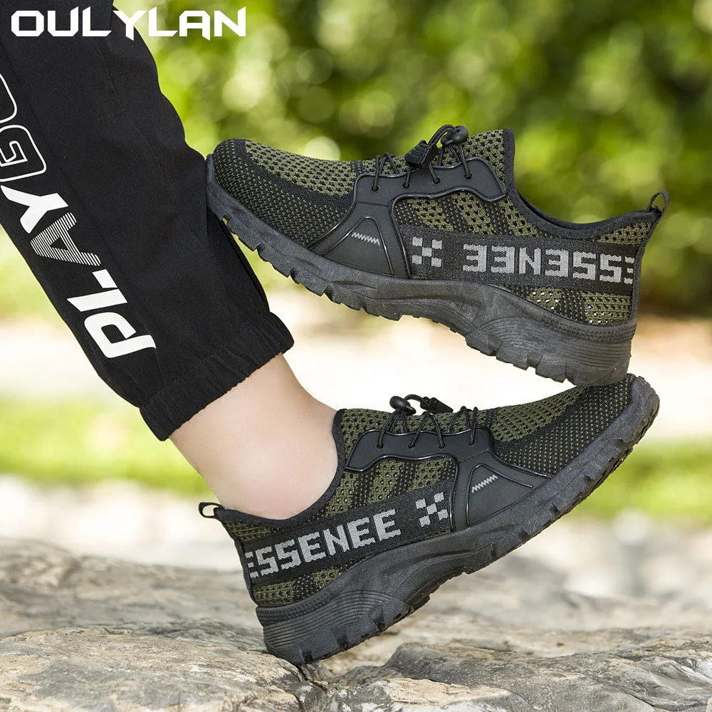 Oulylan Men Hiking Shoes Wading Outdoor Trainers Lace-up Climbing Trekking Sneakers Mountain Walking Hunting  Sneakers