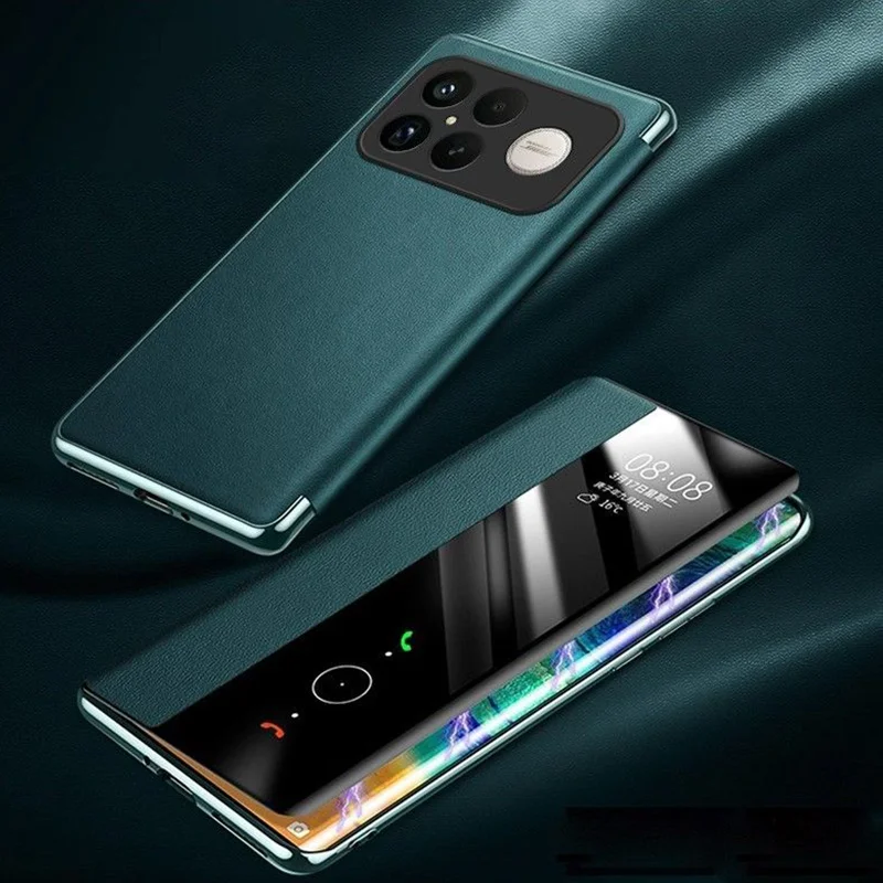 Luxury Window View Leather Flip Cover Case for Xiaomi Poco F8 Ultra and Pro