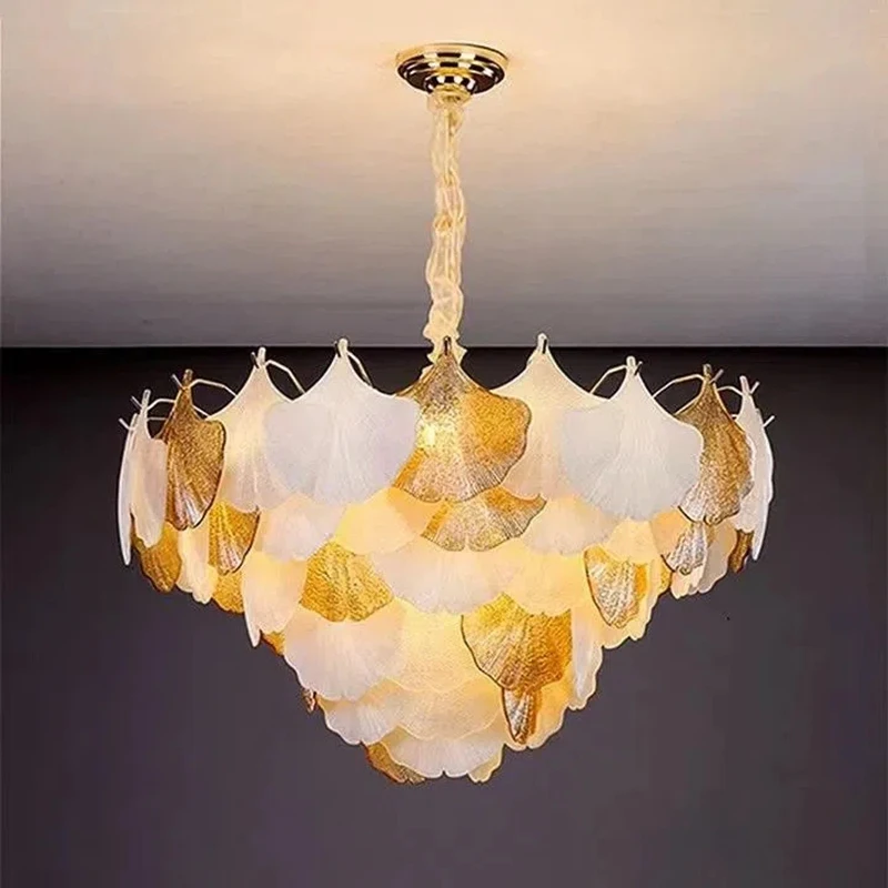 

Modern LED Pendant Lamp Ginkgo Leaf Shaped Hanging Lustre for Living Room Bedroom Lighting with E14 Bulbs Home Decor Fixtures