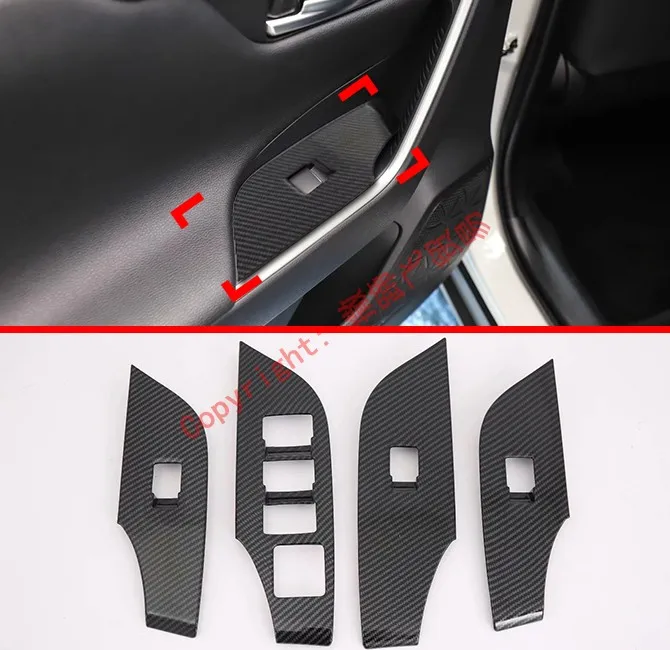 

Carbon Fiber Style Interior Door Window Buttons Cover Trim For Toyota Rav4 2019 2020 Car Accessories Stickers