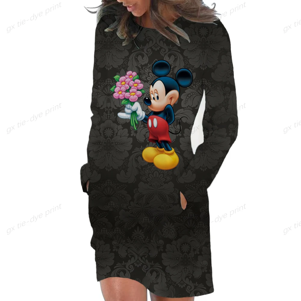 

Disney Mickey Mouse 3D Print Hooded Women Loose Long Sleeve Pullover Autumn Streetwear Fashion Cartoon Hoodies Long Sweatshirts