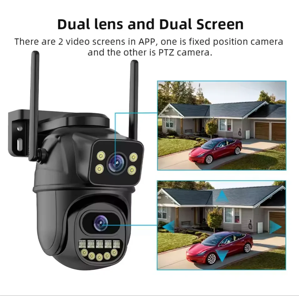 Bestseller 360 ° Caméra de sécurité WiFi sans angle mort, caméra de surveillance extérieure étanche de haute qualité, surveillance à distance par téléphone, W 3
