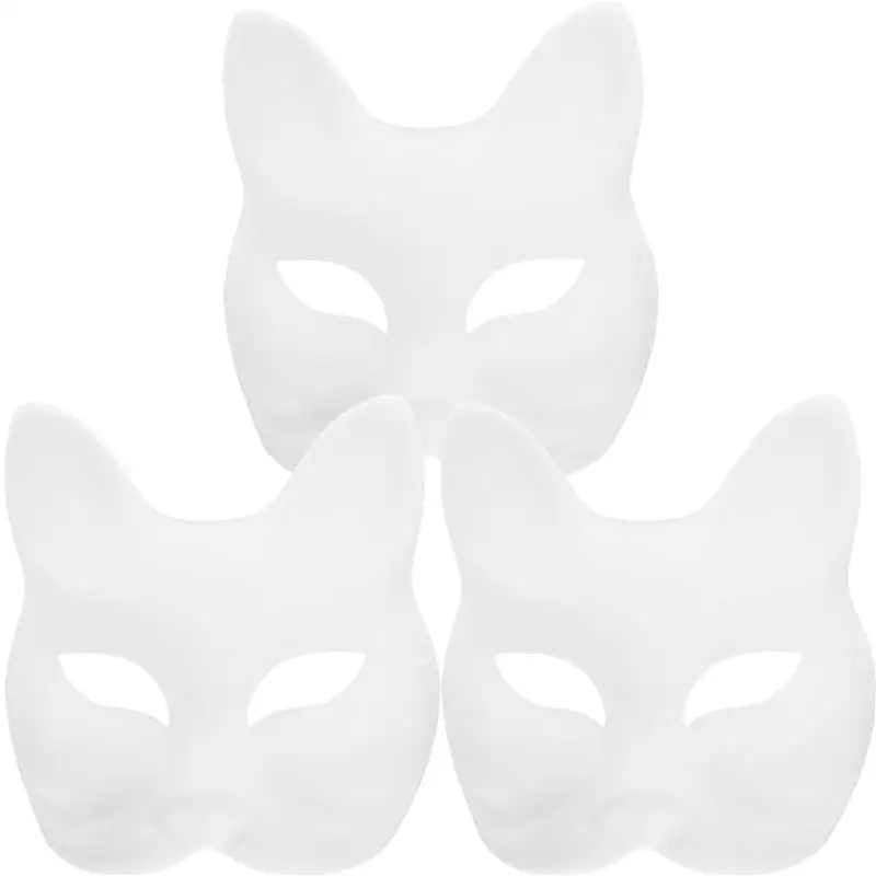 

3pcs Blank Fox Black Face Masks Unfinished Paintable Black Face Masks DIY Half-face Fox Black Face Masks Handcraft Supply