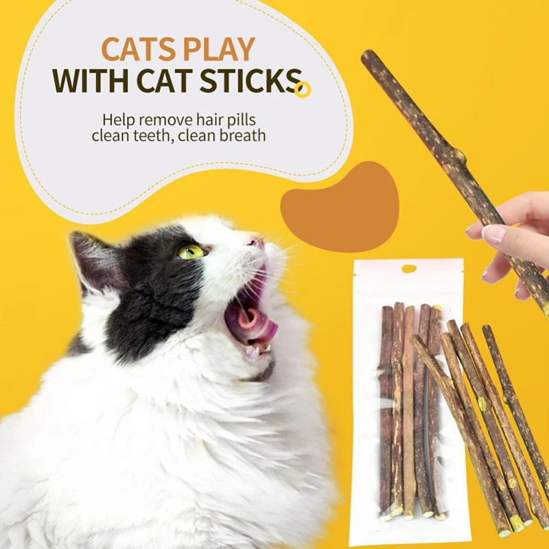 10/20PC Natural Matatabi Cat Snacks Sticks Cat Molar Stick Actinidia Fruit Silvervine Sticks Pet Cleaning Teeth