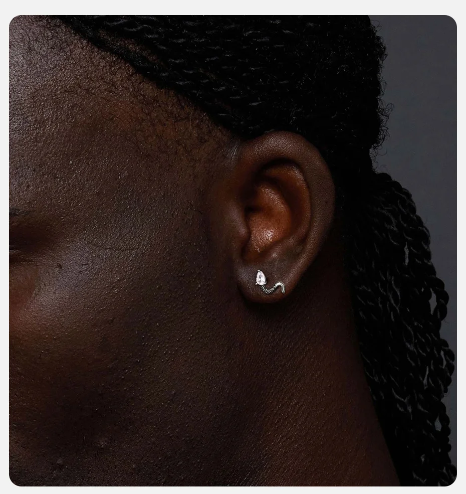 Vnox Edelstahl-Zirkon-Schlangen-Ohrringe für Männer und Frauen, Vintage hypoallergener Punk-Schmuck, Geschenk, kleine Schlangen-Ohrstecker – Detail 2