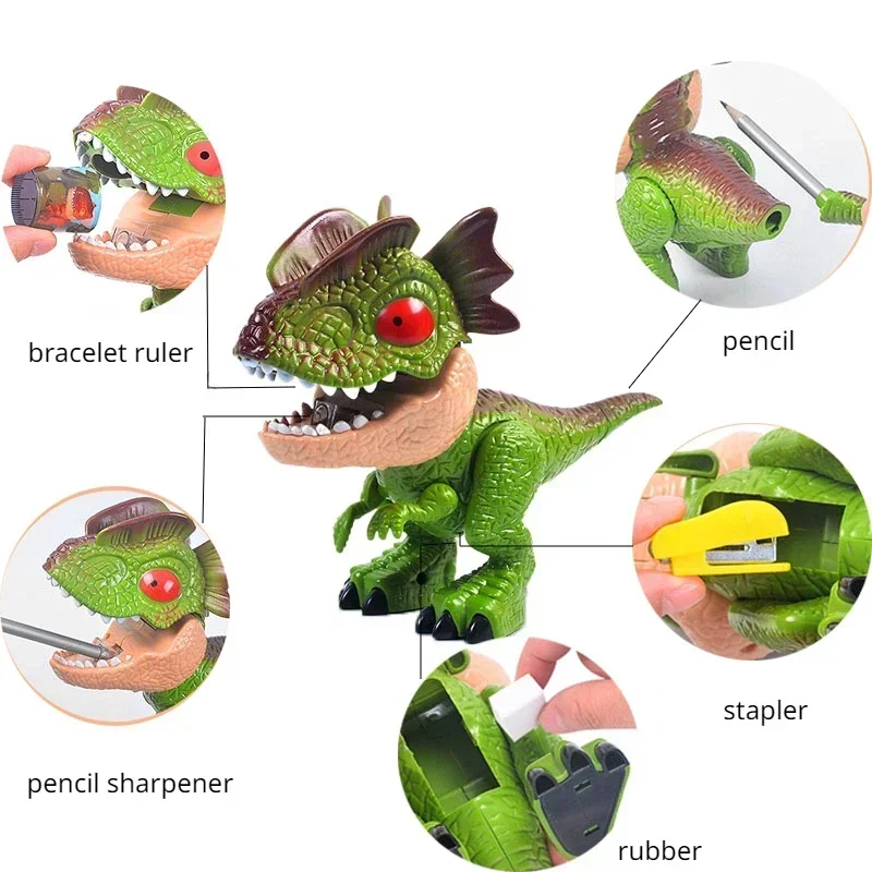 5pcs/set Dinosaur Stationery Set Eraser Ruler Pencil Sharpener