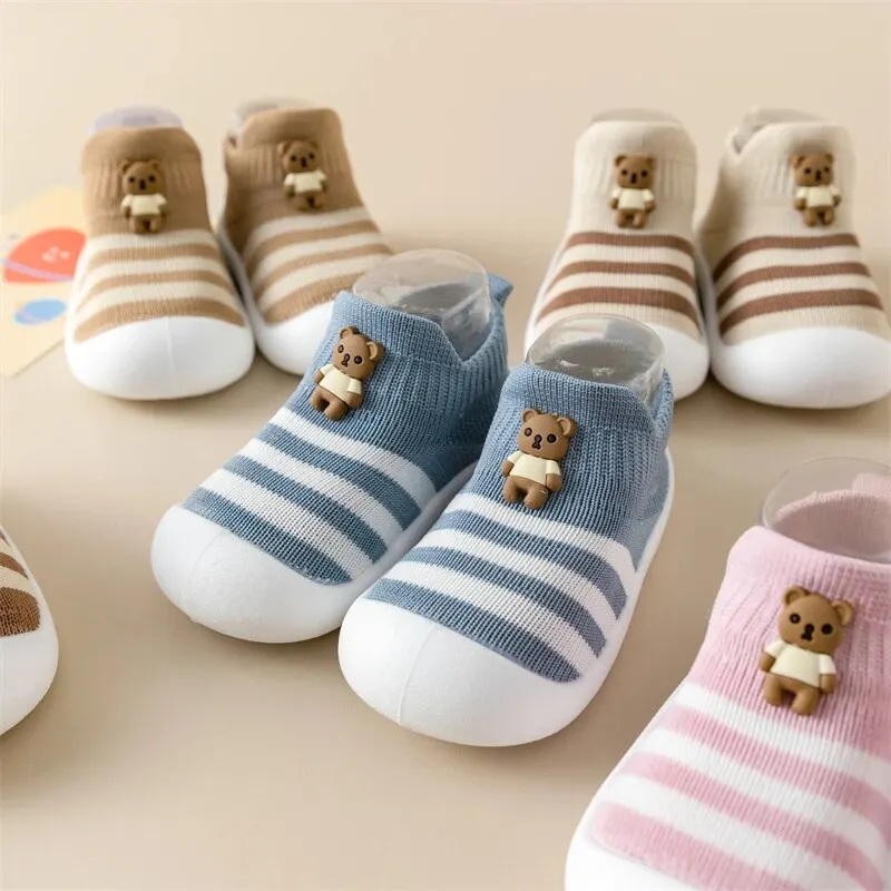 Description Picture 5 of itemBaby Toddler Shoes Soft Sole Children's Shoes Breathable Cartoon Non-slip Anti-fall Shoes Striped Cute New Baby Shoes