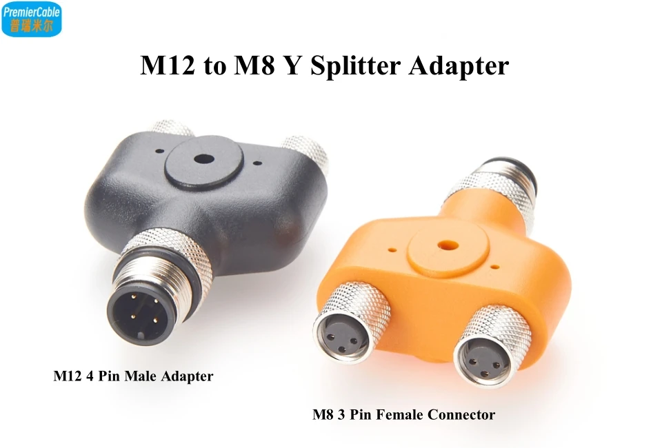 M12 auf M8 Y-Verteileradapter, M12 4-Pin A-Code Stecker auf Doppel-M8 3-Pin T-Kupplung Y-Verteiler, M8 M12 T-Stück Rundsteckverbinder für Sensoren – Detail 2