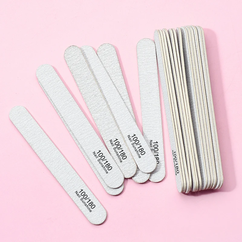 

15/25Pcs Strong Sandpaper Nails File 100 180 Griting Straight Wood Nail Supplies For Professional Files Art Manicure Accessories