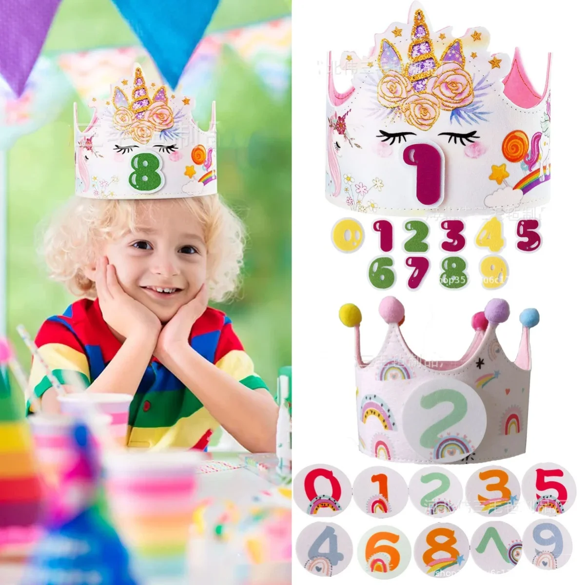 Couronne D'anniversaire Bébé Arc-en-ciel Pour 2ème Fête Princesse