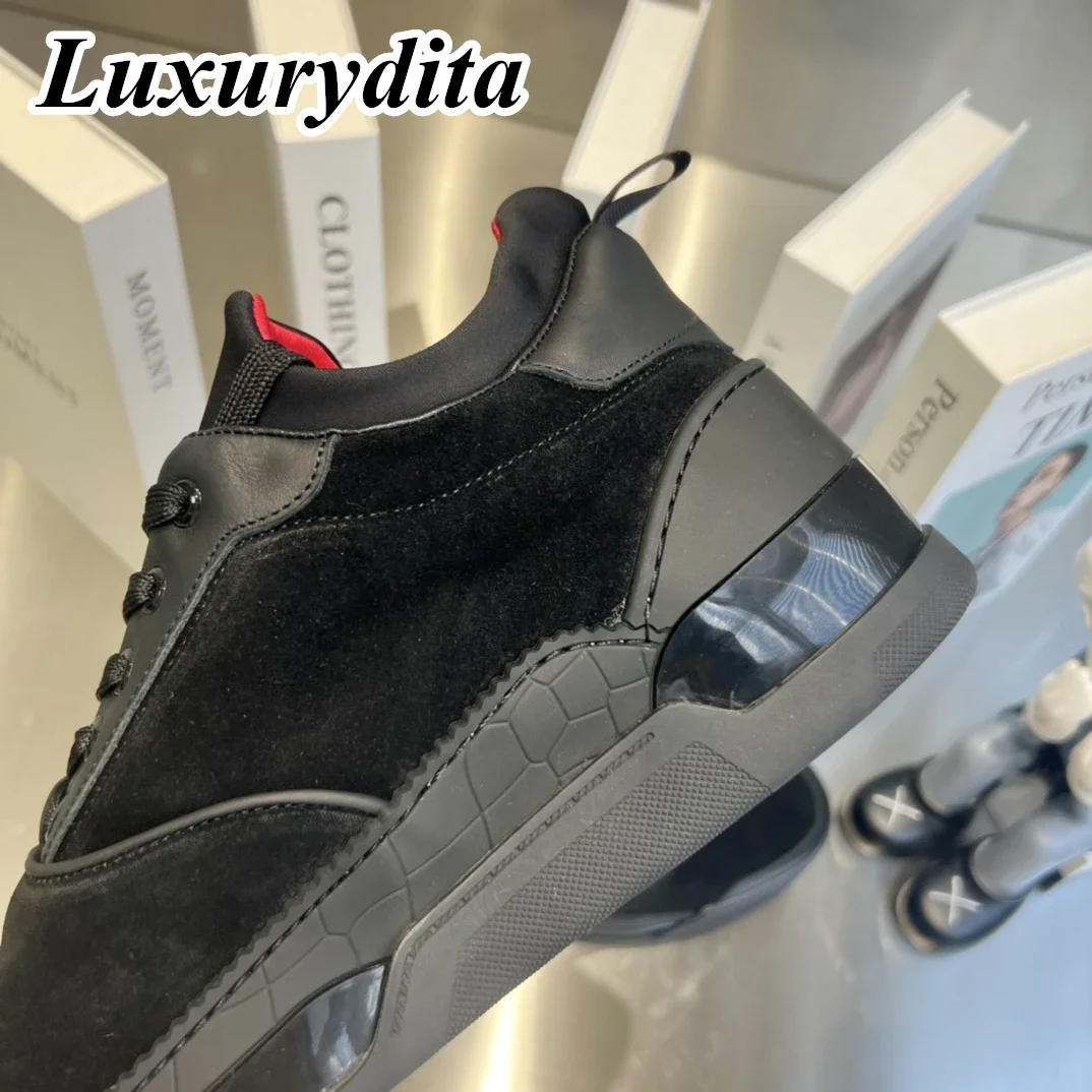 LUXURYDITA Designer Men Casual Sneakers Real Leather Rivet Luxury Male Tennis Shoes 38-47 HJ1038