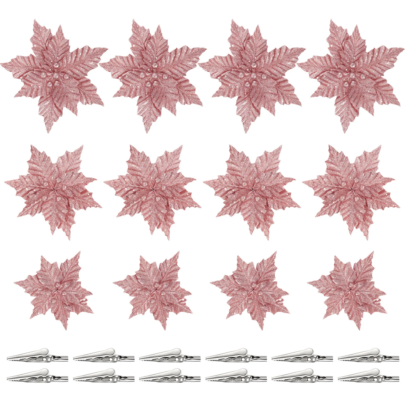 

Christmas Flower Decor Decorations Tree Party Holiday Red Artificial Flowers Outdoor