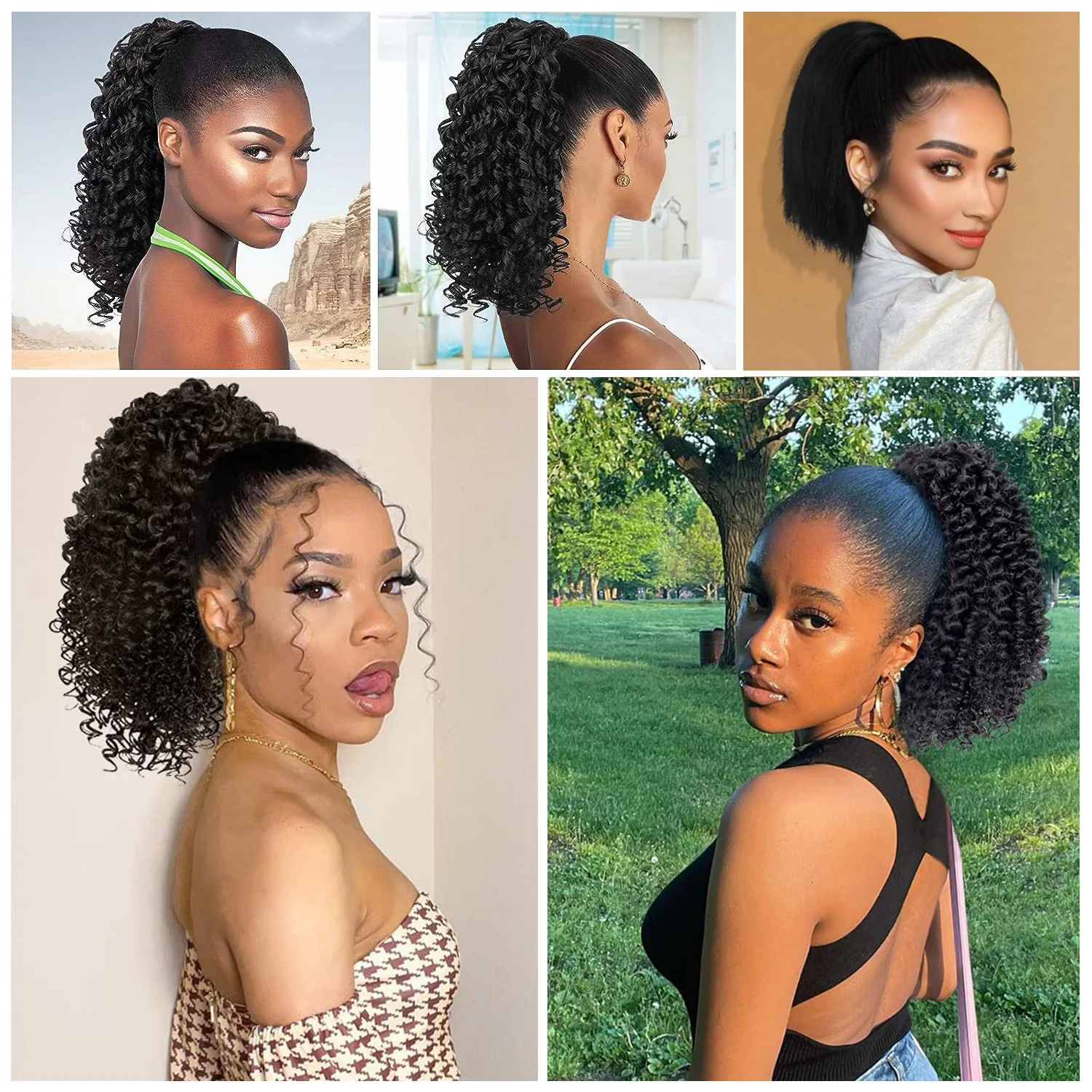 Drawstring Ponytail Loose Curly for Black Women 10Inch Synthetic Hairpieces Clip in Jerry Curls Extension fake hair extensions