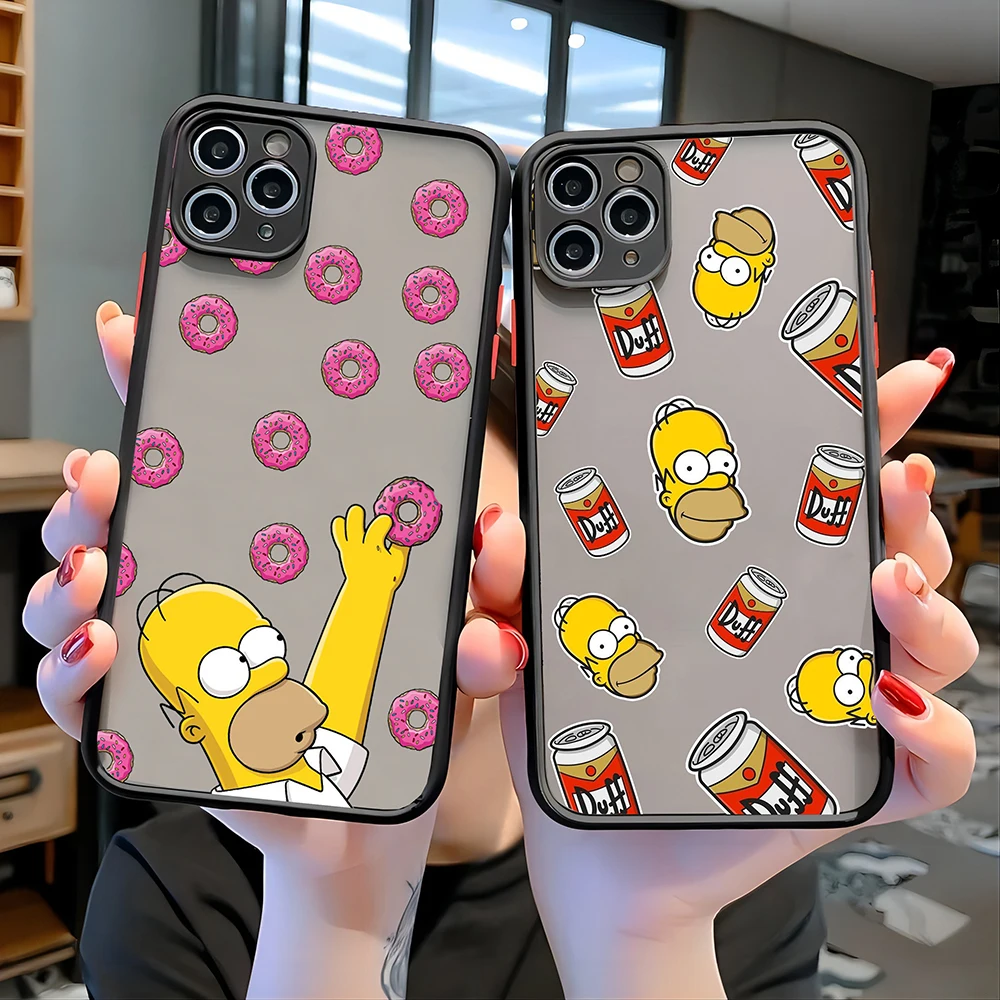 Cartoon Cute The s-Simpsons Matte Transparent Phone Case Cover