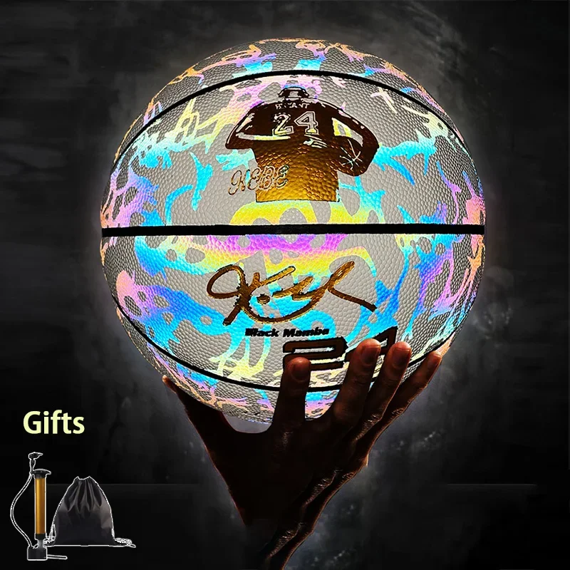 2023 Reflective Glow Basketball Size 5 7 Outdoor Street Cool Balls Glowing Luminous Basketballs Child Youth Adults Balls