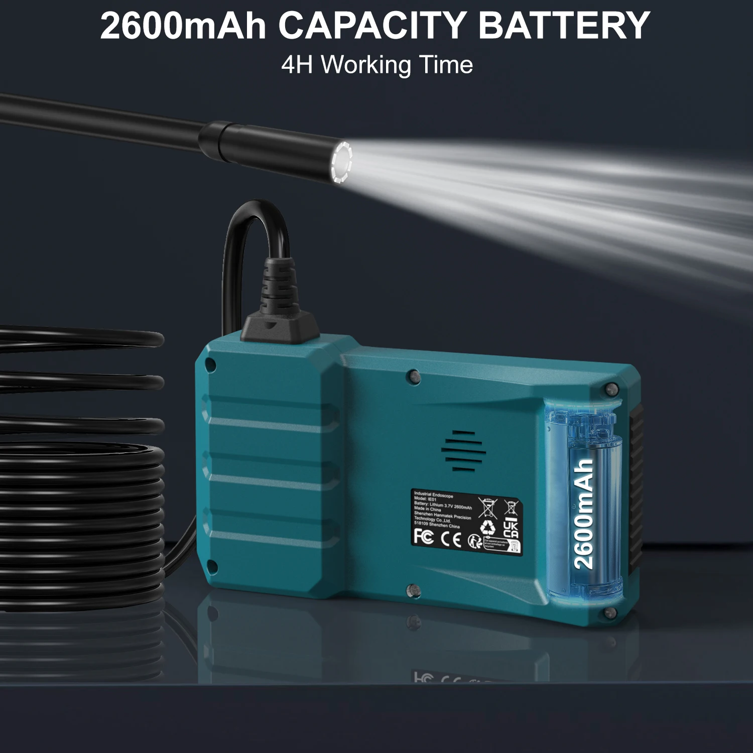Hanmatek Telecamera per endoscopio industriale Schermo da 4,3 pollici HD1080P IP67 Periscopio di ispezione con 8 luci a LED impermeabile per riparazione auto tubi - immagine 3