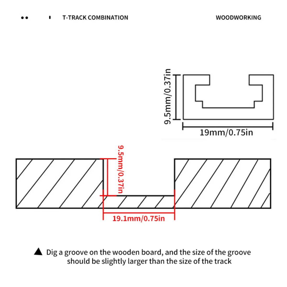 T track woodworking T-slot miter track jig 400mm 500mm 19x9.5mm table saw router table DIY tools