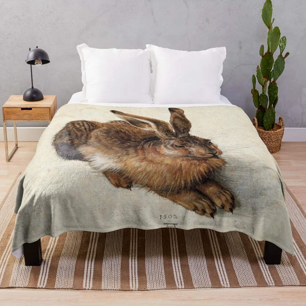 

RABBIT - YOUNG HARE Antique Animal Drawings Throw Blanket WarmBlanket