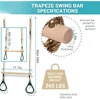 Wooden Trapeze with Plastic Gym Rings  Outdoor  Indoor Playground 2 in 1 Swing Set Accessories for Kids 2