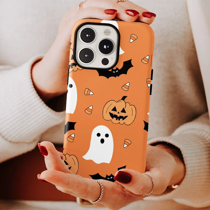 Dual-Layer Halloween Pumpkin Ghost Case - Protective Film Shell Cover