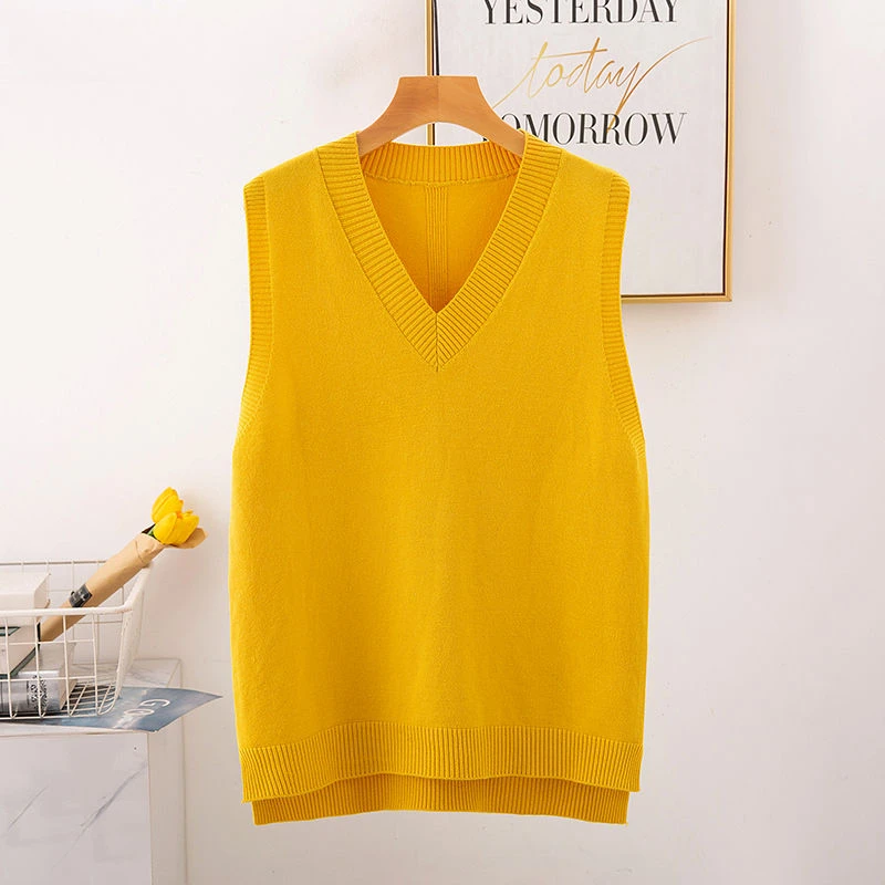 New style vest fashion casual spring and autumn Korean loose V-neck waistcoat sweater sweater women sweater for women
