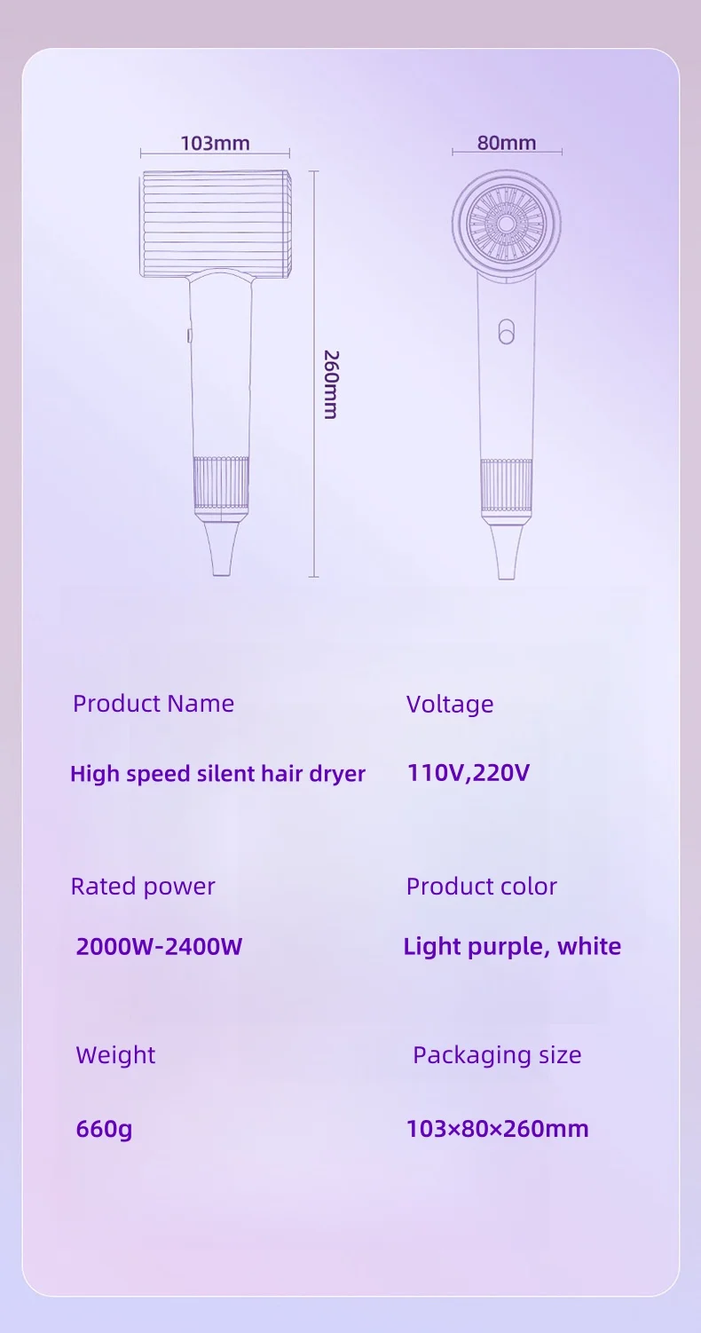 Latest 2400W Quick Drying Hair Dryer With Led Display Light And Billion Level Bl