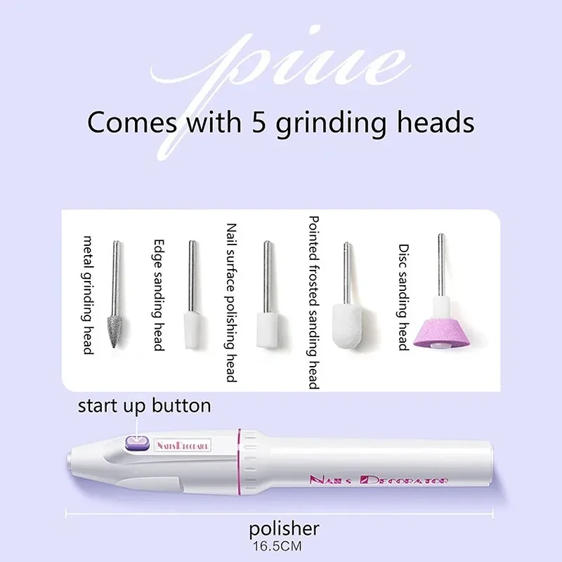 5 in 1 Electric Nail Polish Drill Machine With Light Portable Mini Electric Manicure Art Pen Tools For Gel Remover