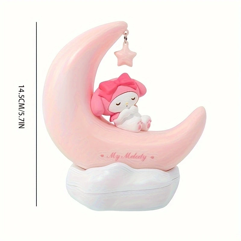Sanrio Kuromi Cinnamonroll Moon LED Light Kawaii 3D Cartoon Ornament Cute Beauty Bedroom Night Light Bedside Decor Lamp Gifts 2