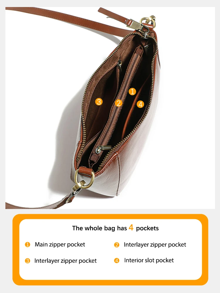 Zency Genuine Leather Small Handbag Crossbody for Ladies Retro Phone Purse Women's Shoulder Messenger Bags
