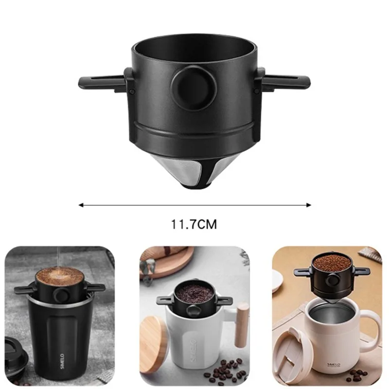 

Coffee Filter Portable Ear-hanging Coffee Filter Cup Stainless Steel Folding Filter-free Funnel Hand-brewed Coffee Filter
