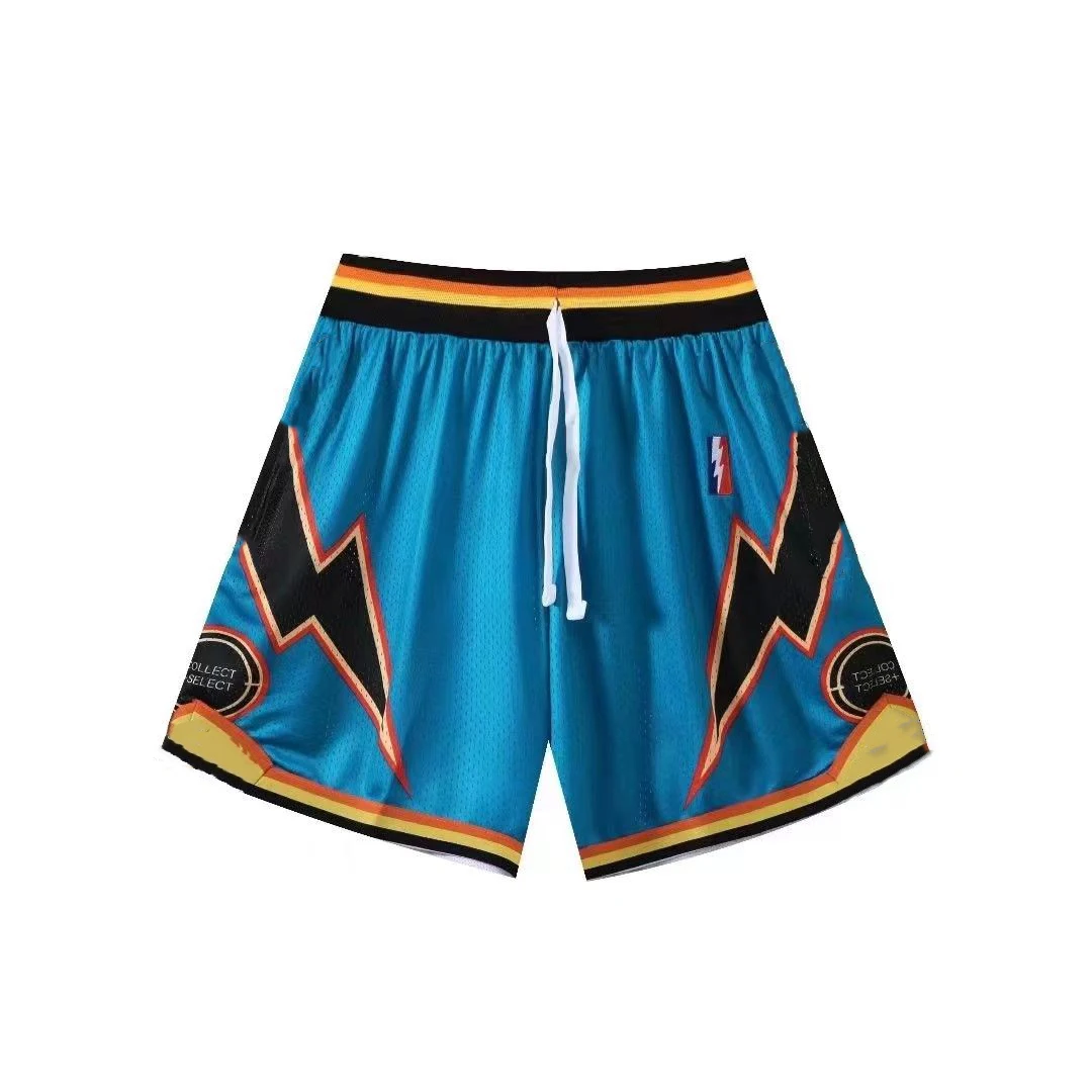 American Sports Shorts Kurimolante Same Style Lightning Embroidery Double-layer Knee High Men's and Women's Basketball Shorts