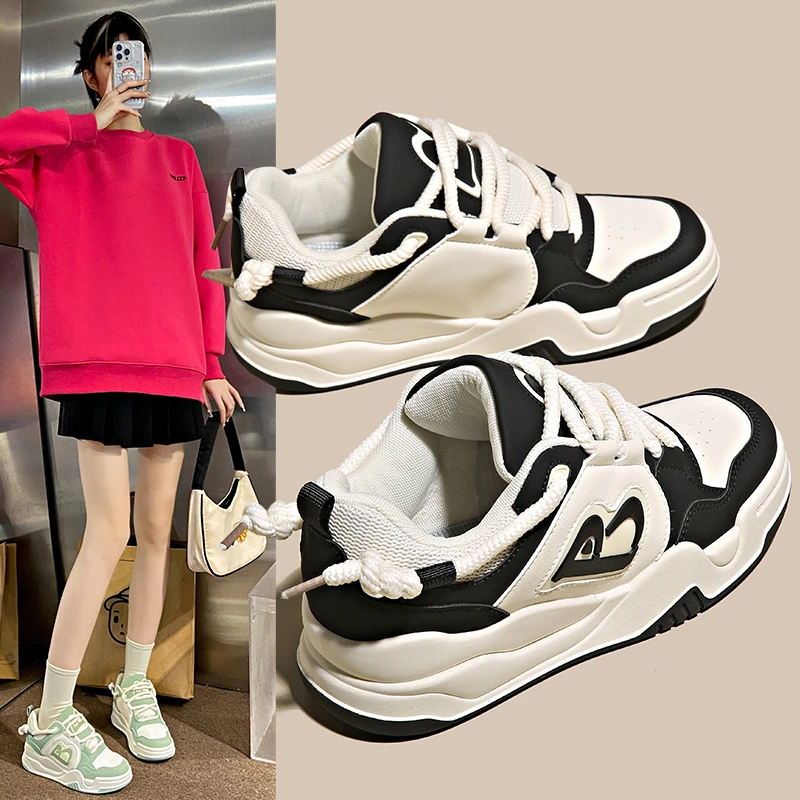 

2023 Autumn and Winter New Korean version Thick bottom Women's sneakers Board shoes Student Party Couple style Casual shoes