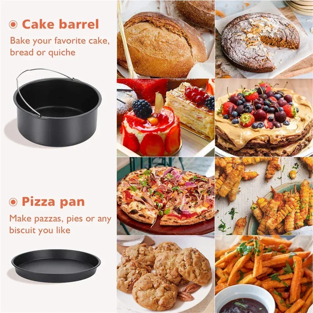1pc Round Cake Mold 6/7/8 Inch Non Stick Baking Pan Tray Molds Air Fryer Basket With Handles Bakeware Pizza Oven Baking Pans cake mold